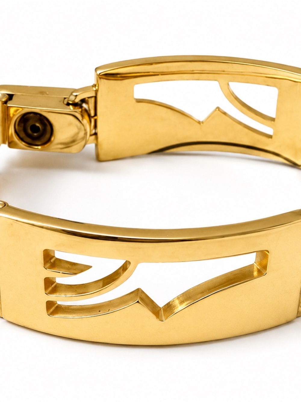 Salvatore Ferragamo Gold-tone Shoe Cutout Logo Bangle